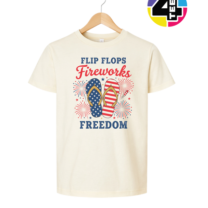 Flip Flops Fireworks Freedom Youth Tee