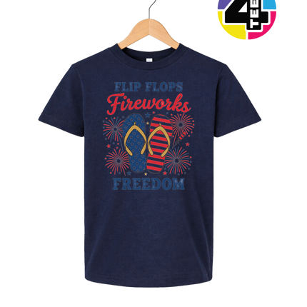 Flip Flops Fireworks Freedom Youth Tee