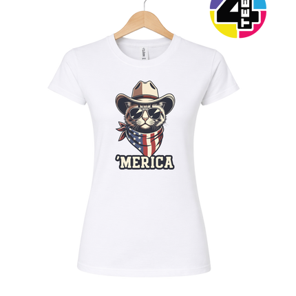Cowboy Cat Merica Women's Tee