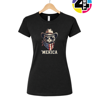 Cowboy Cat Merica Women's Tee