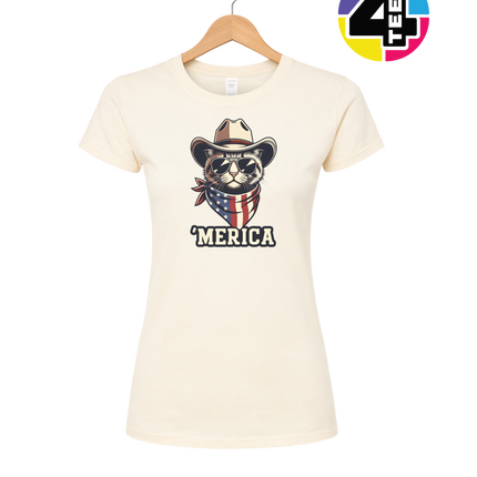 Cowboy Cat Merica Women's Tee
