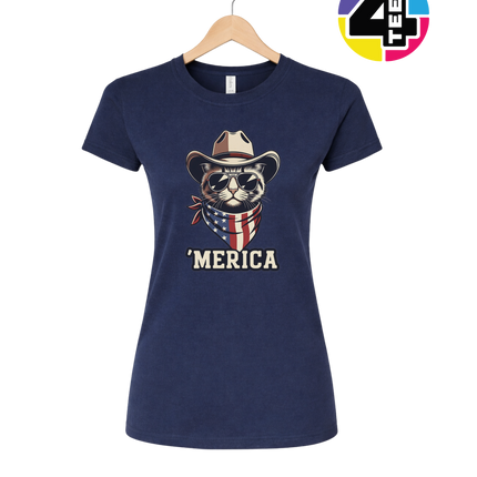 Cowboy Cat Merica Women's Tee