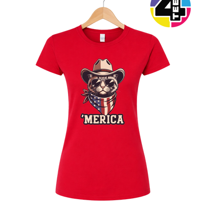 Cowboy Cat Merica Women's Tee
