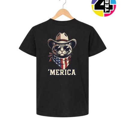 Cowboy Cat Merica Youth Tee