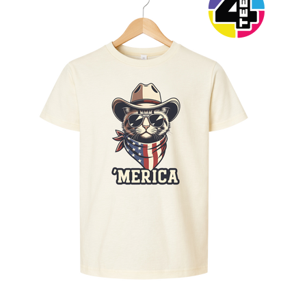 Cowboy Cat Merica Youth Tee