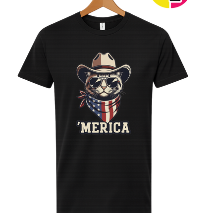 Cowboy Cat Merica Tee