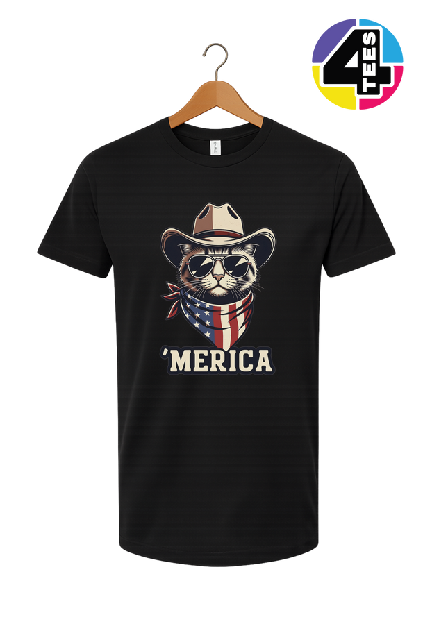Cowboy Cat Merica Tee