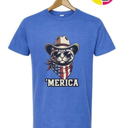 Cowboy Cat Merica Tee