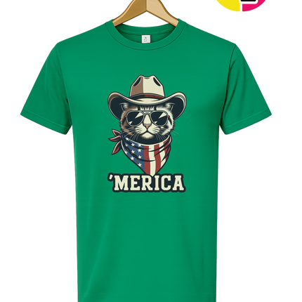 Cowboy Cat Merica Tee
