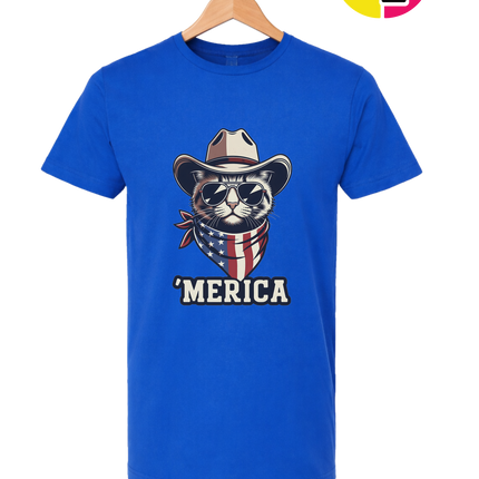 Cowboy Cat Merica Tee