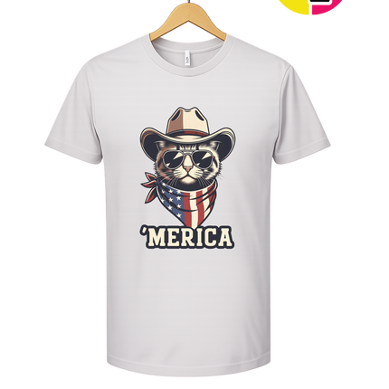 Cowboy Cat Merica Tee