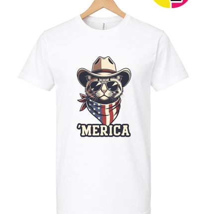 Cowboy Cat Merica Tee