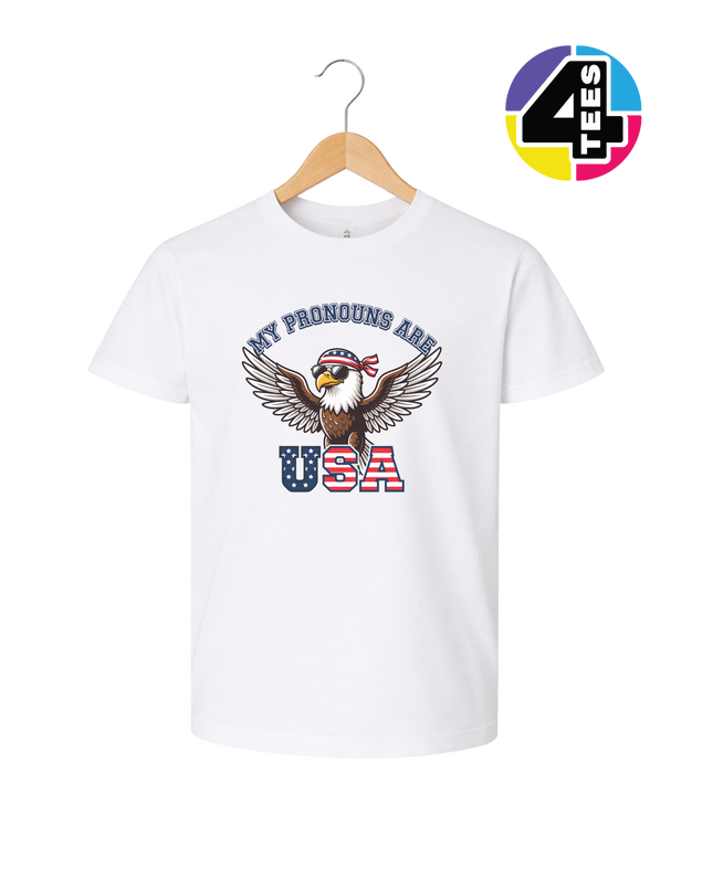 Pronouns Are USA Eagle Youth Tee