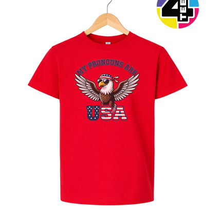 Pronouns Are USA Eagle Youth Tee