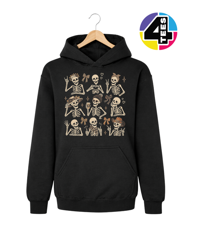 Spooky-Cute Skeleton Squad Youth Hoodie