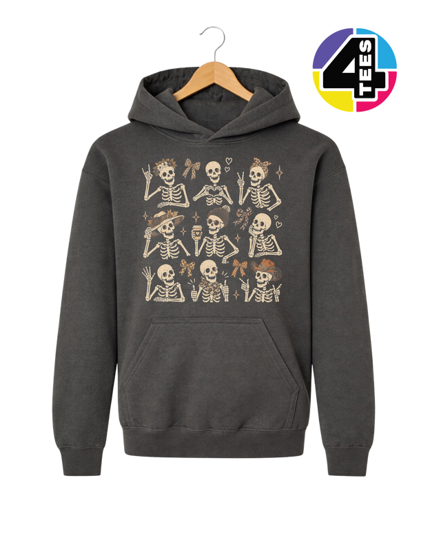 Spooky-Cute Skeleton Squad Youth Hoodie