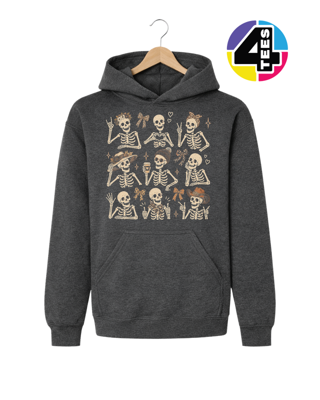 Spooky-Cute Skeleton Squad Youth Hoodie