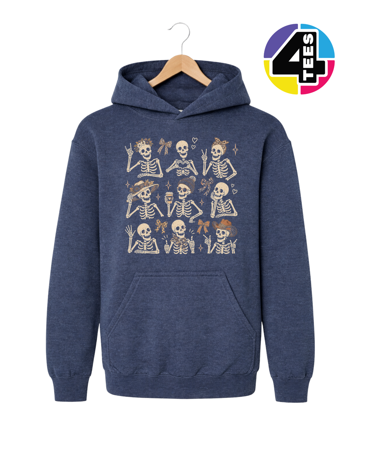 Spooky-Cute Skeleton Squad Youth Hoodie