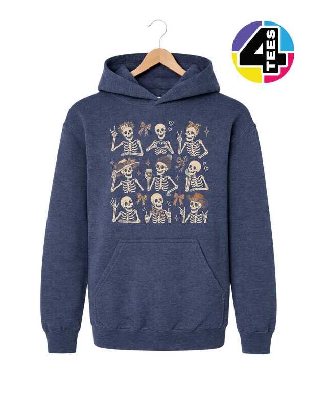 Spooky-Cute Skeleton Squad Youth Hoodie