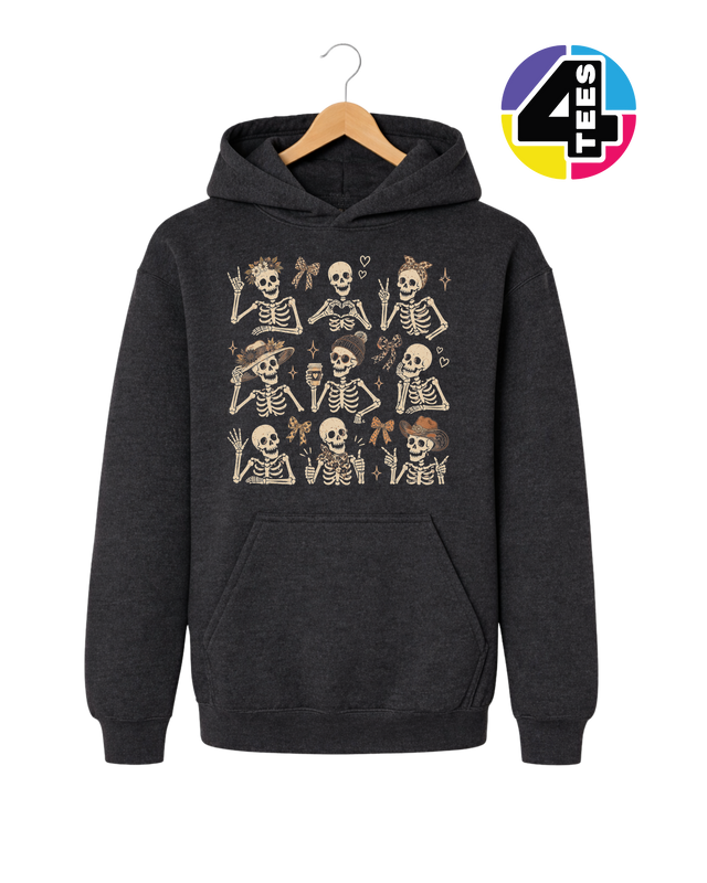 Spooky-Cute Skeleton Squad Youth Hoodie