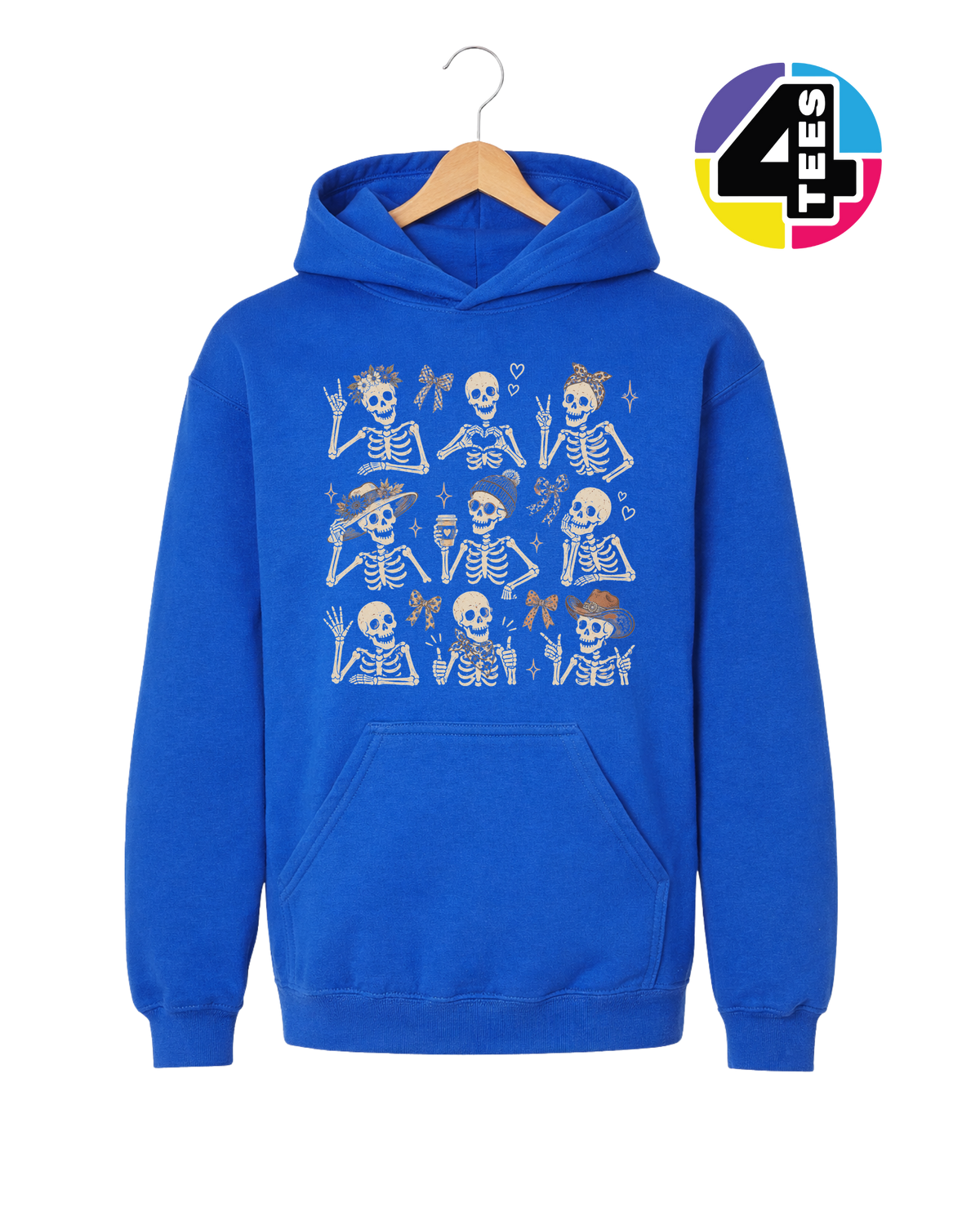 Spooky-Cute Skeleton Squad Youth Hoodie