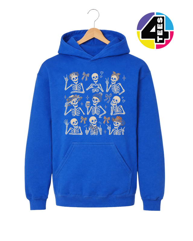 Spooky-Cute Skeleton Squad Youth Hoodie