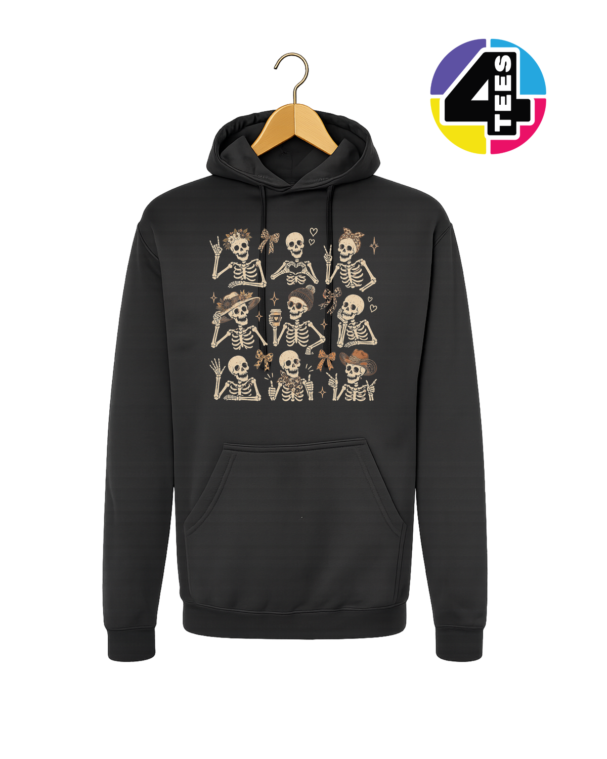 Spooky-Cute Skeleton Squad Hoodie