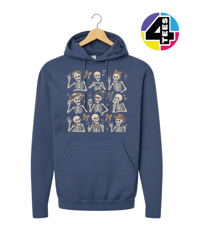 Spooky-Cute Skeleton Squad Hoodie