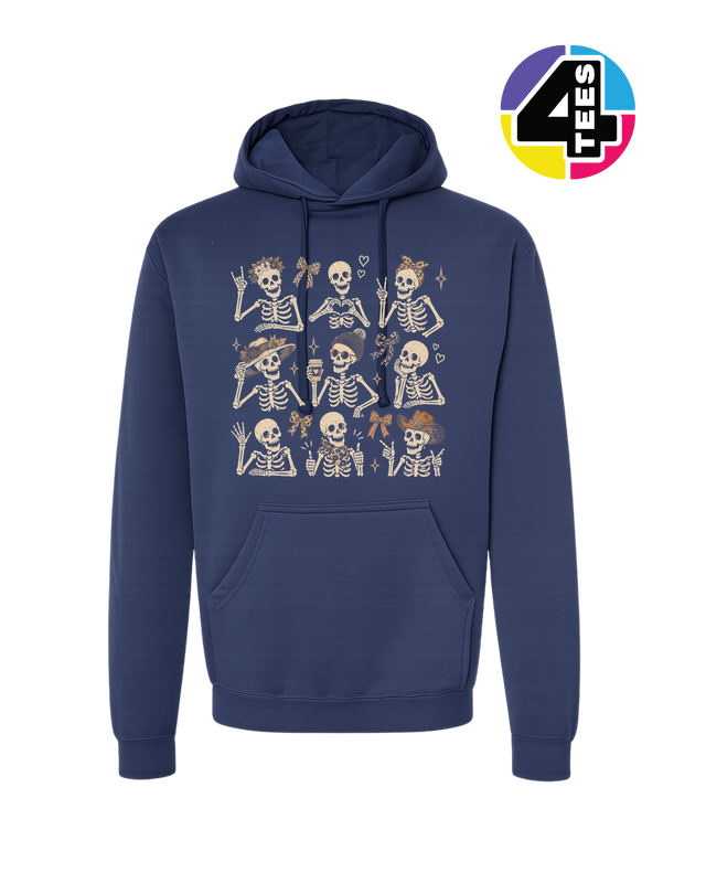 Spooky-Cute Skeleton Squad Hoodie