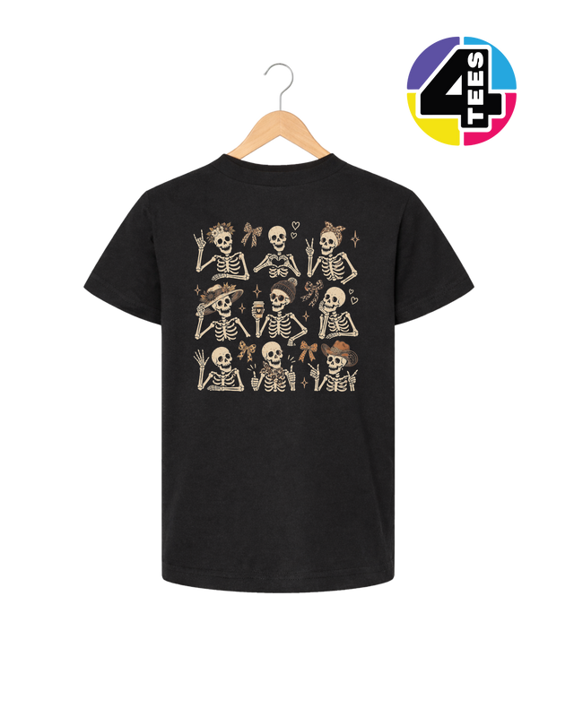 Spooky-Cute Skeleton Squad Youth Tee