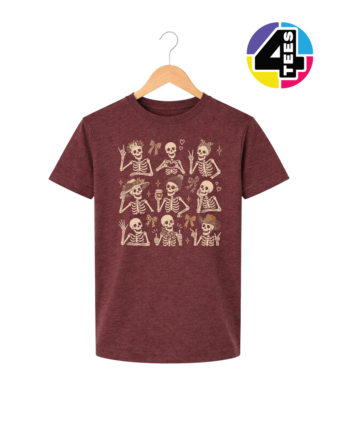 Spooky-Cute Skeleton Squad Youth Tee