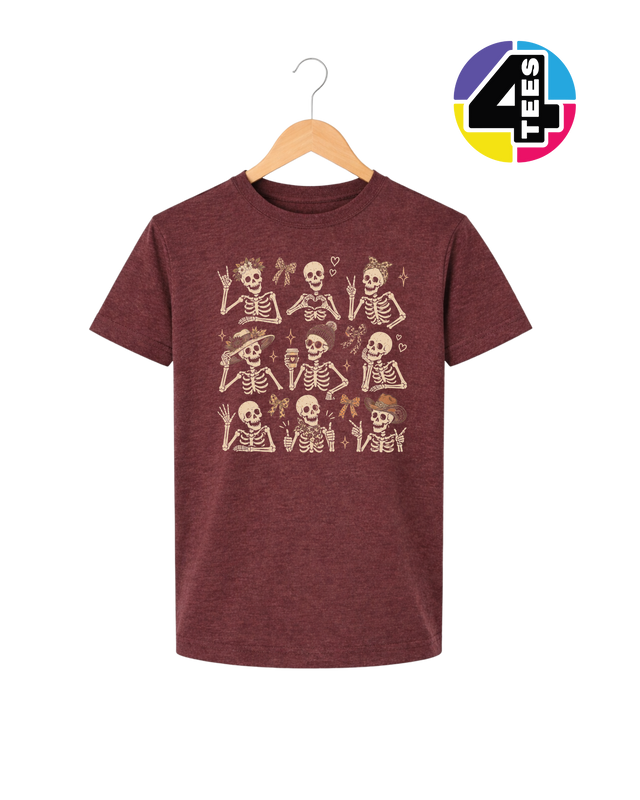 Spooky-Cute Skeleton Squad Youth Tee