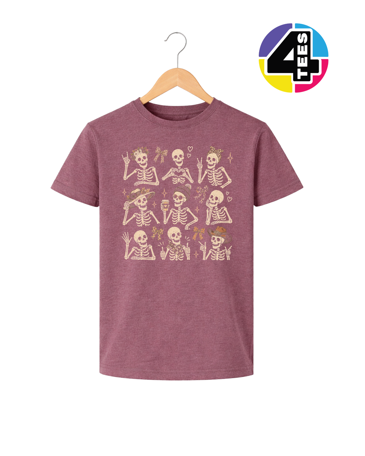 Spooky-Cute Skeleton Squad Youth Tee