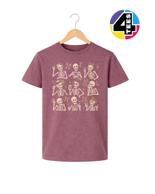 Spooky-Cute Skeleton Squad Youth Tee