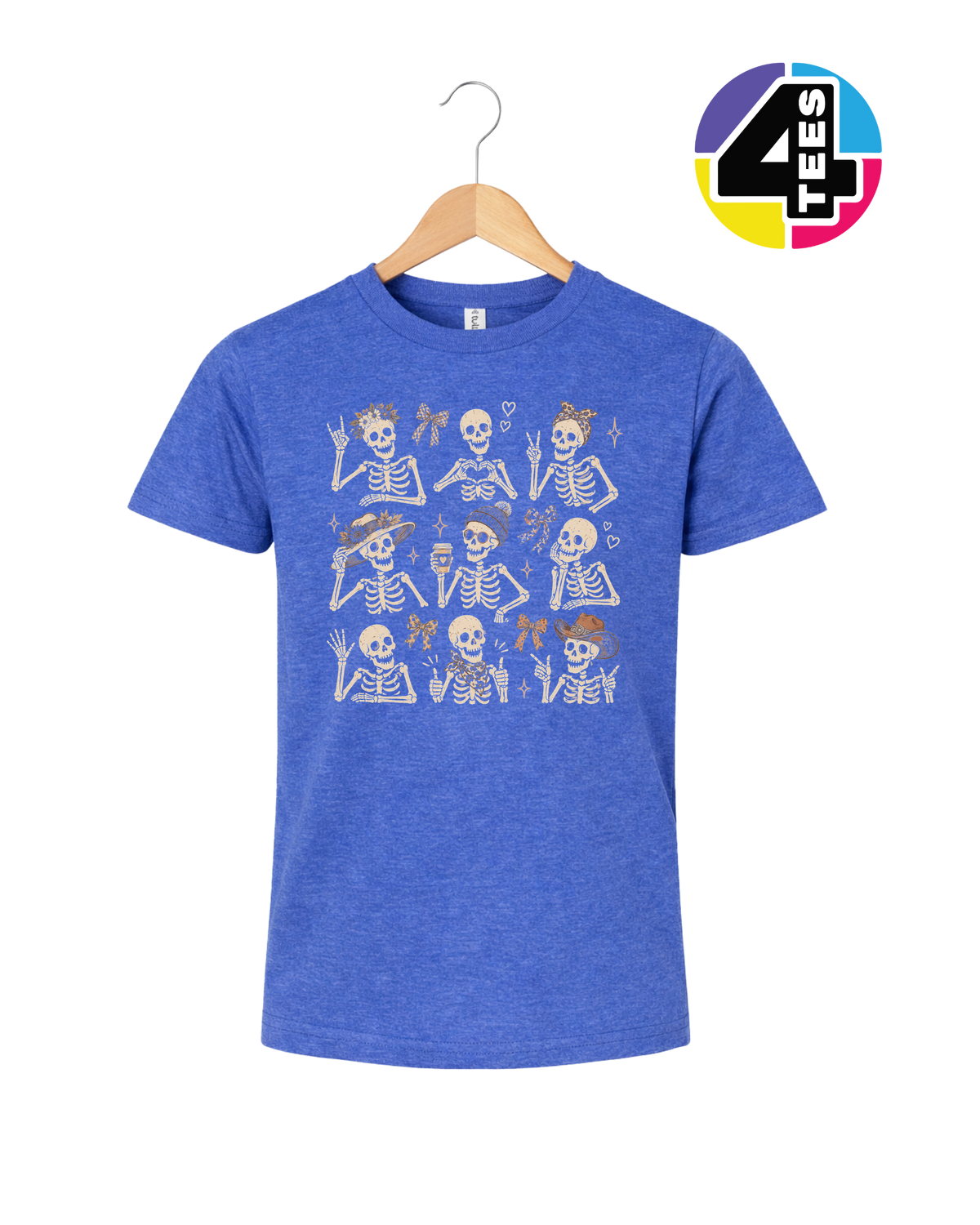Spooky-Cute Skeleton Squad Youth Tee