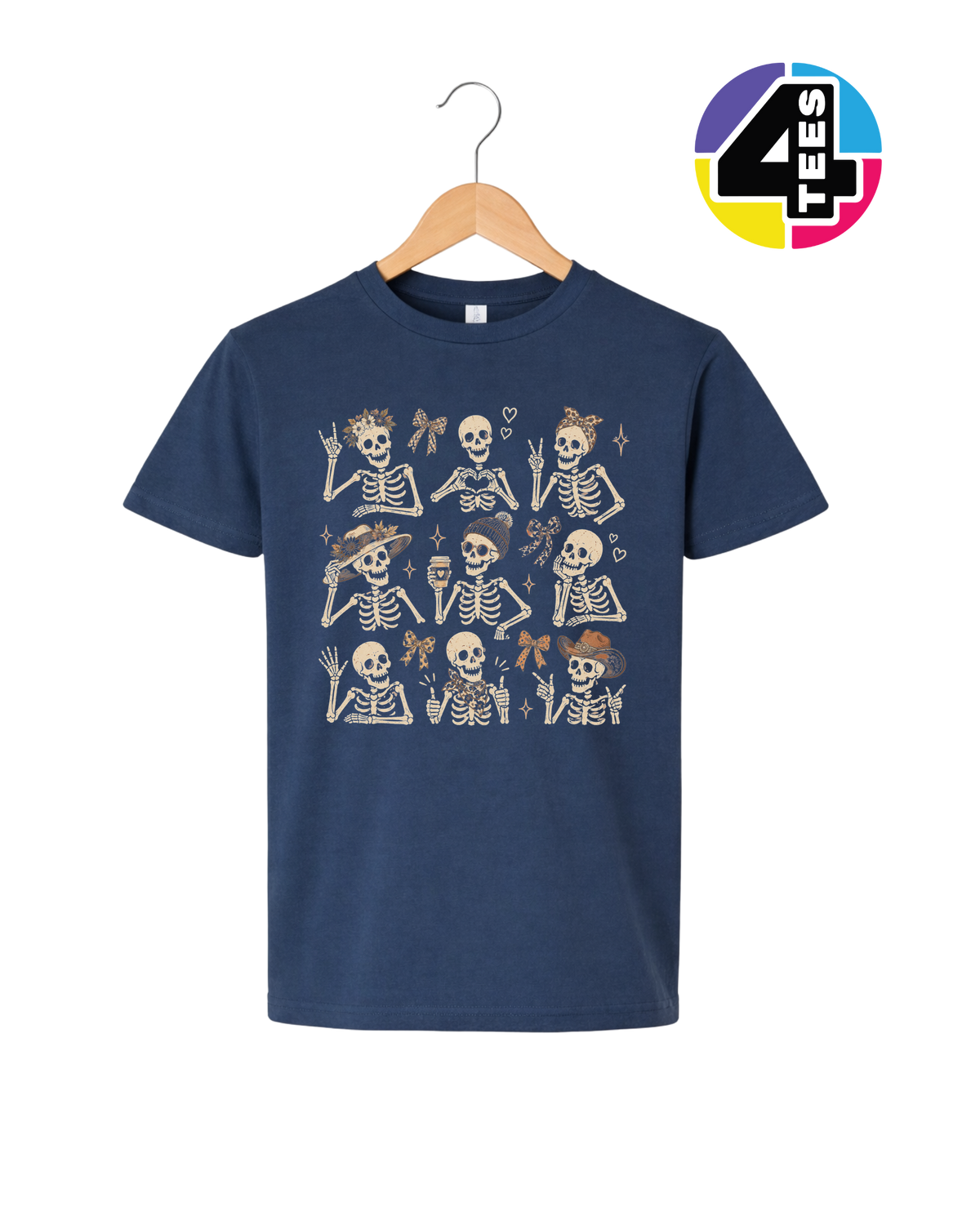 Spooky-Cute Skeleton Squad Youth Tee