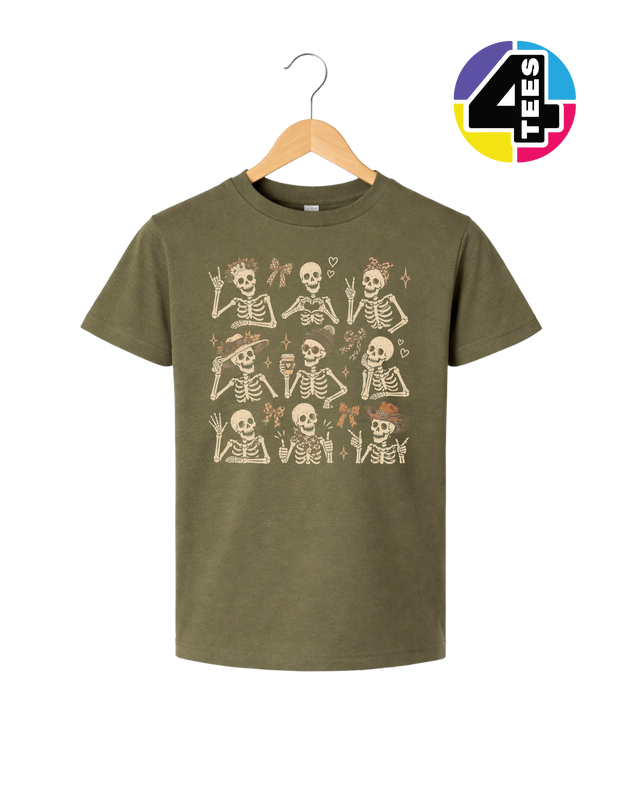 Spooky-Cute Skeleton Squad Youth Tee