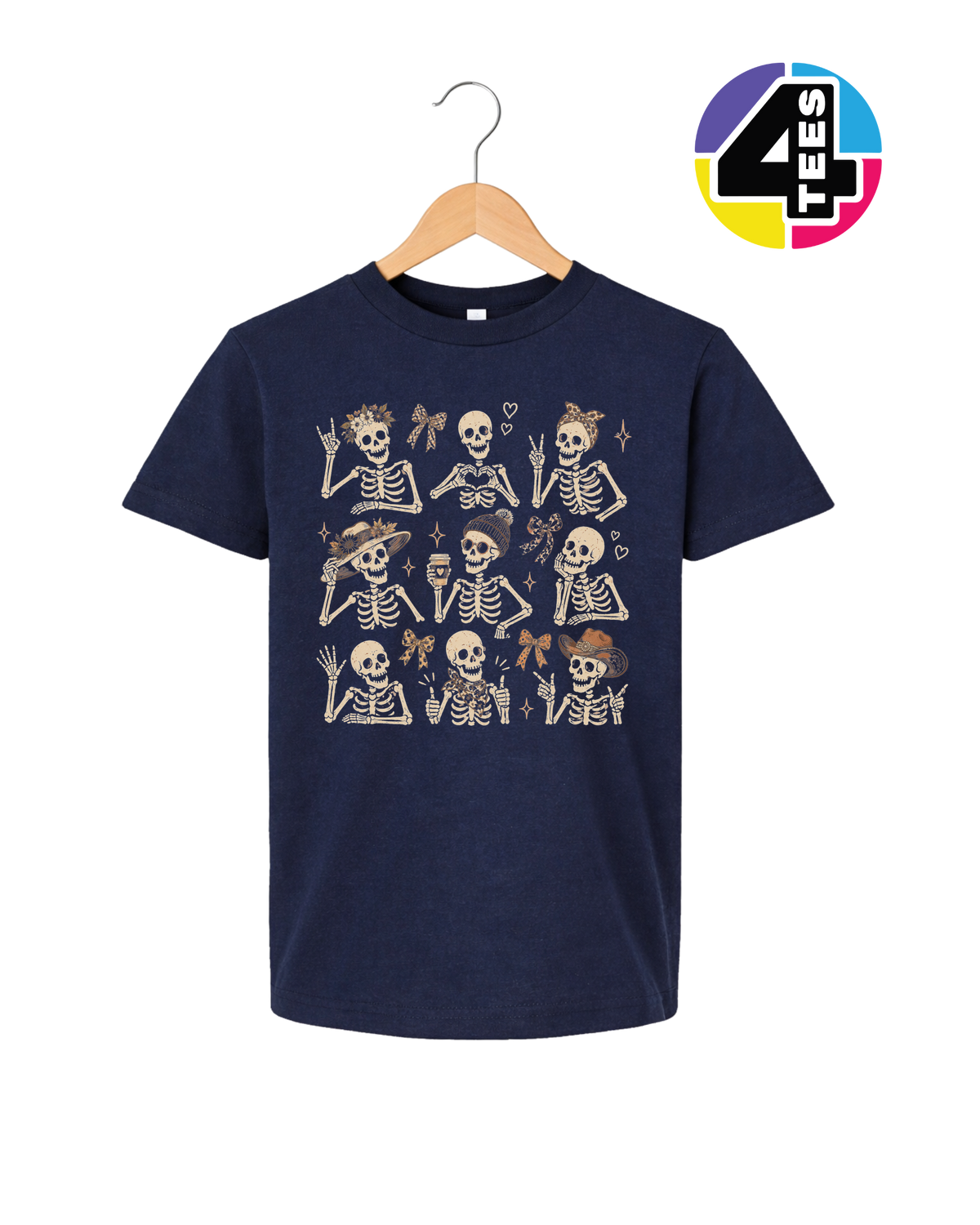 Spooky-Cute Skeleton Squad Youth Tee