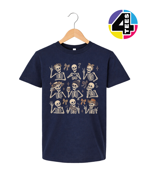 Spooky-Cute Skeleton Squad Youth Tee
