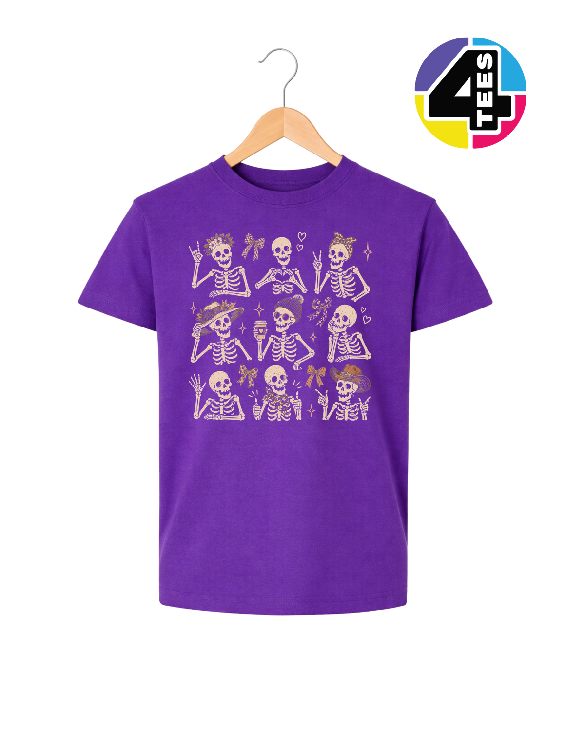 Spooky-Cute Skeleton Squad Youth Tee
