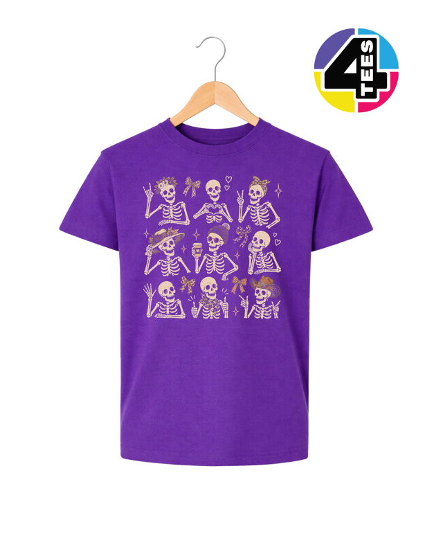 Spooky-Cute Skeleton Squad Youth Tee