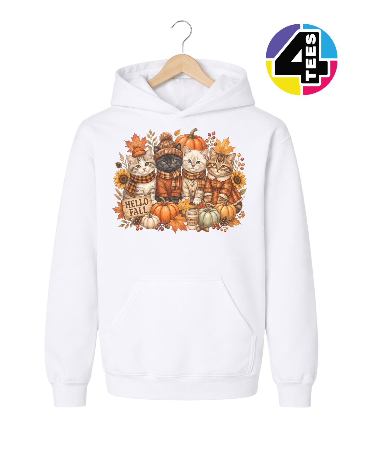 Hello Fall Kittens Youth Hoodie