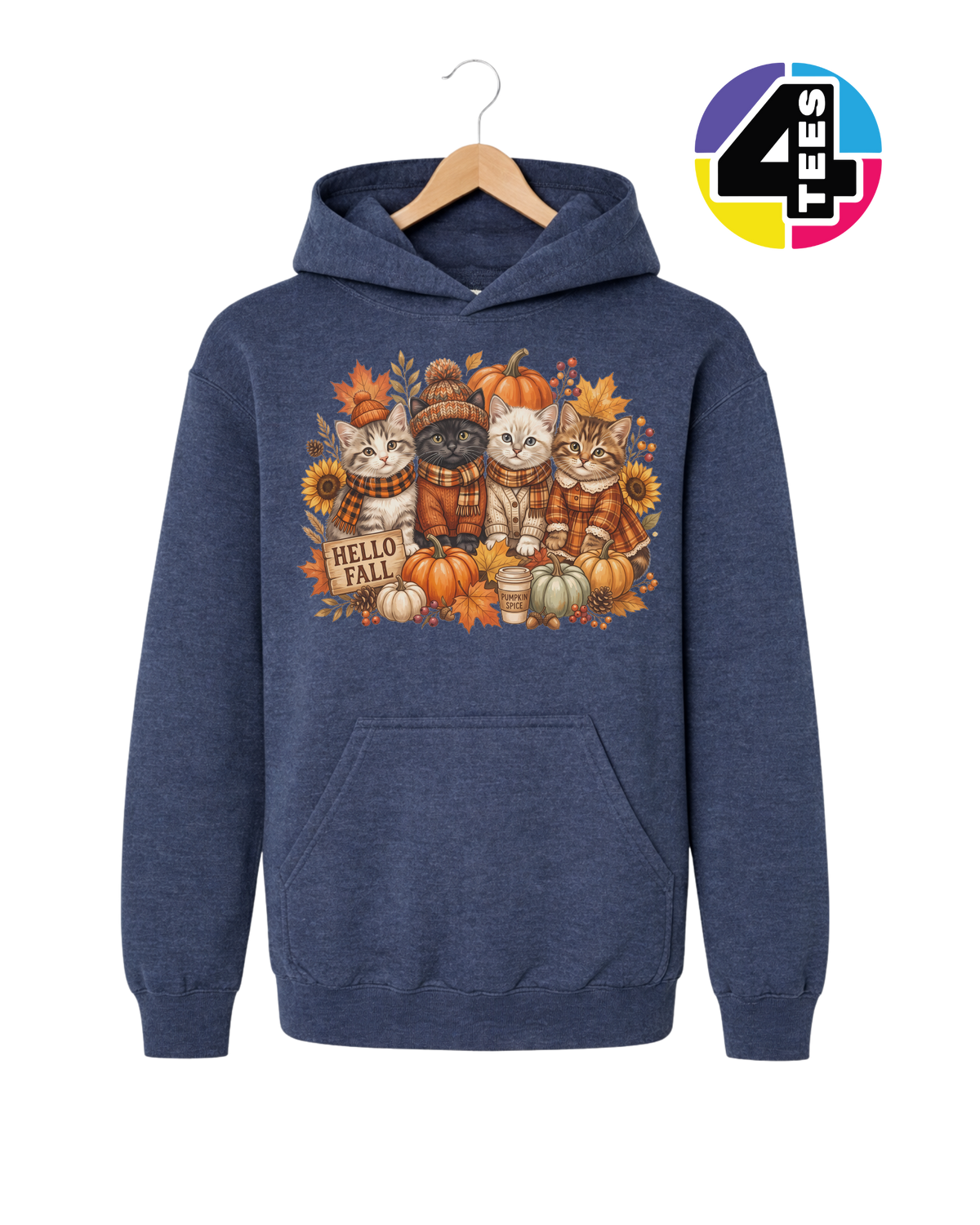 Hello Fall Kittens Youth Hoodie