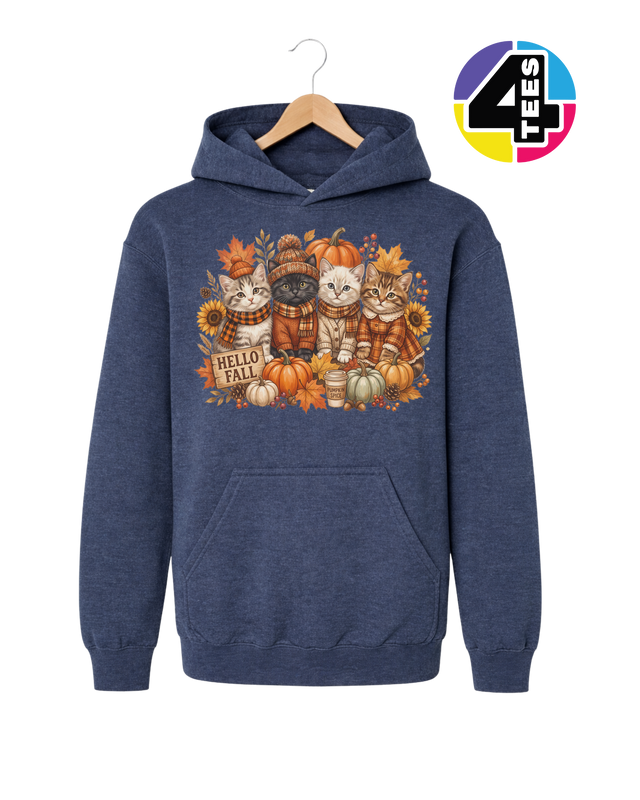 Hello Fall Kittens Youth Hoodie