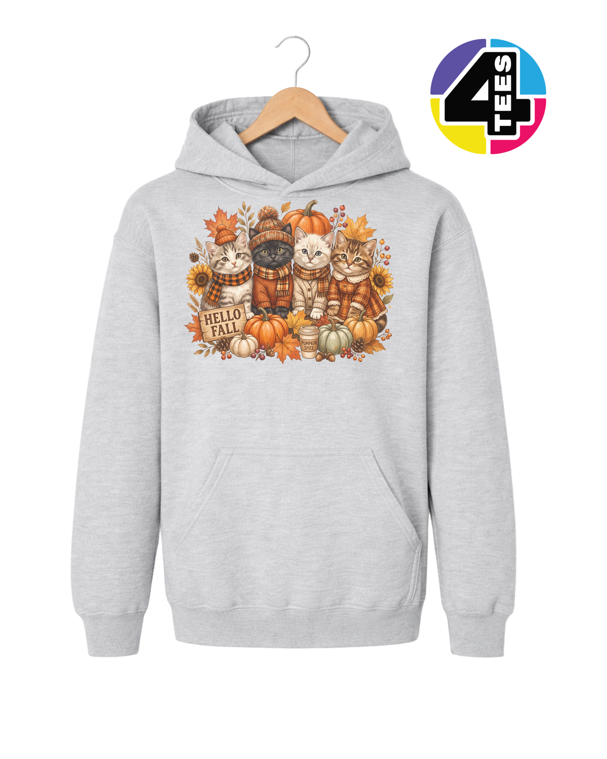 Hello Fall Kittens Youth Hoodie
