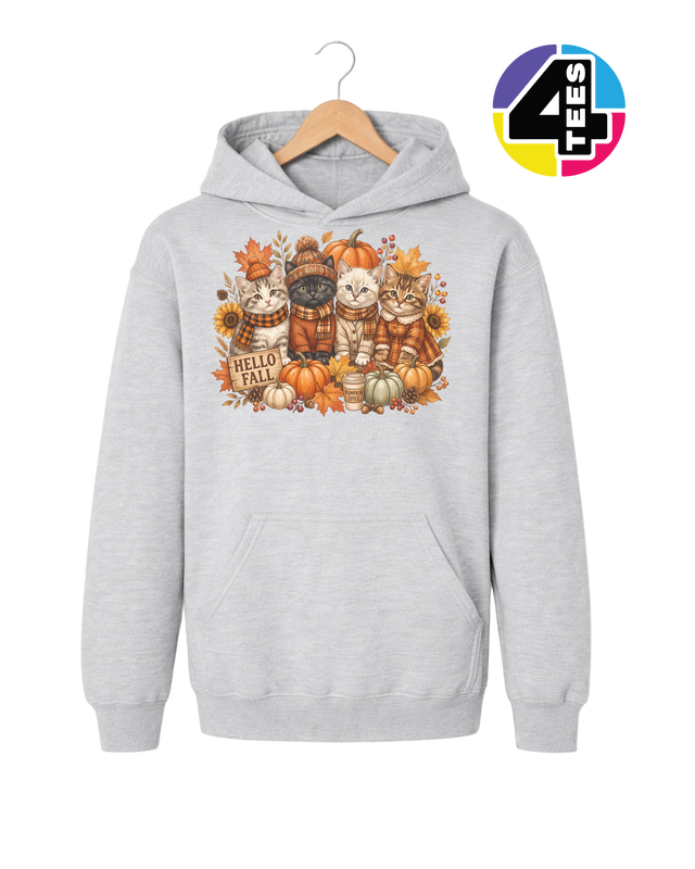Hello Fall Kittens Youth Hoodie