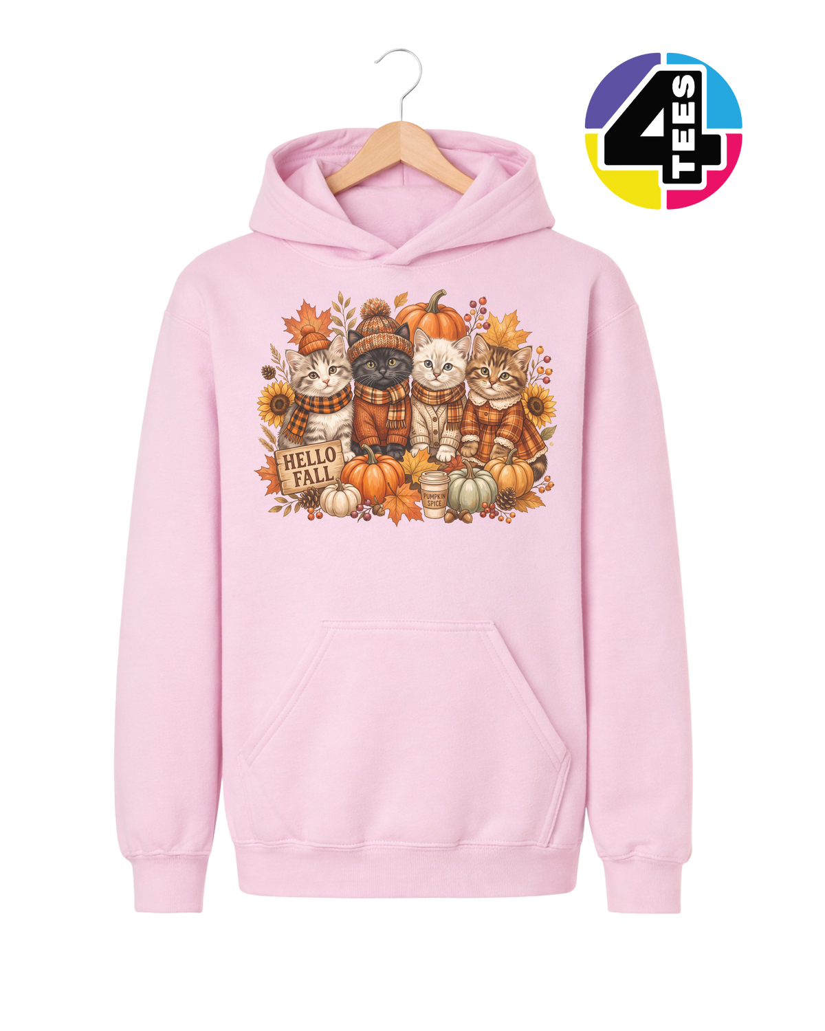 Hello Fall Kittens Youth Hoodie