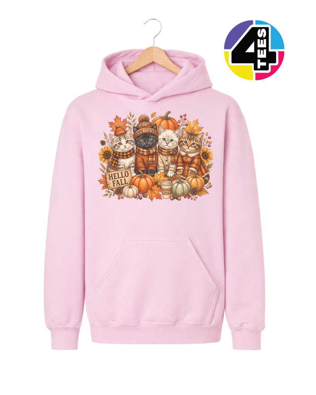Hello Fall Kittens Youth Hoodie