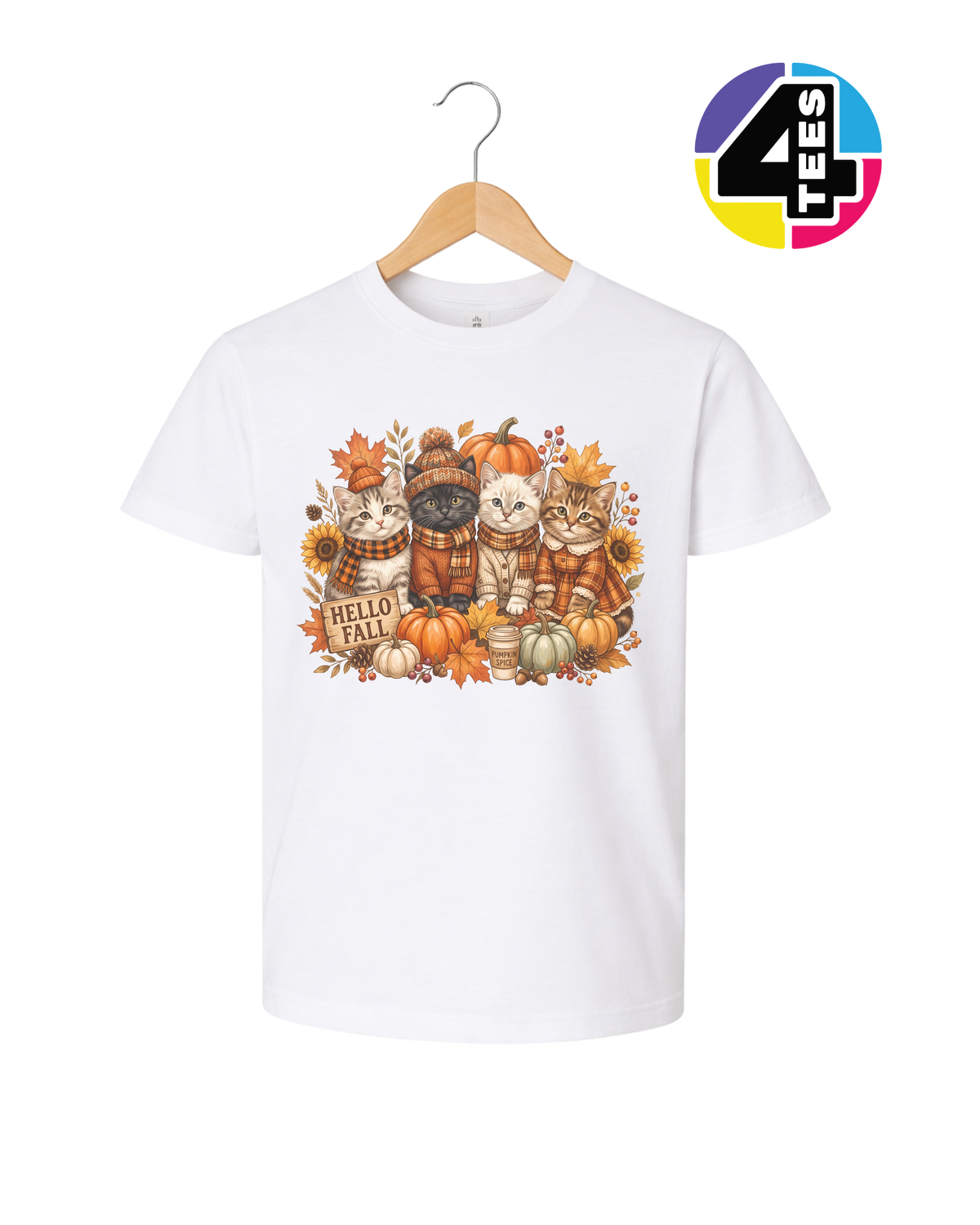 Hello Fall Kittens Youth Tee