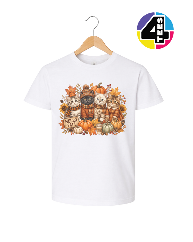 Hello Fall Kittens Youth Tee